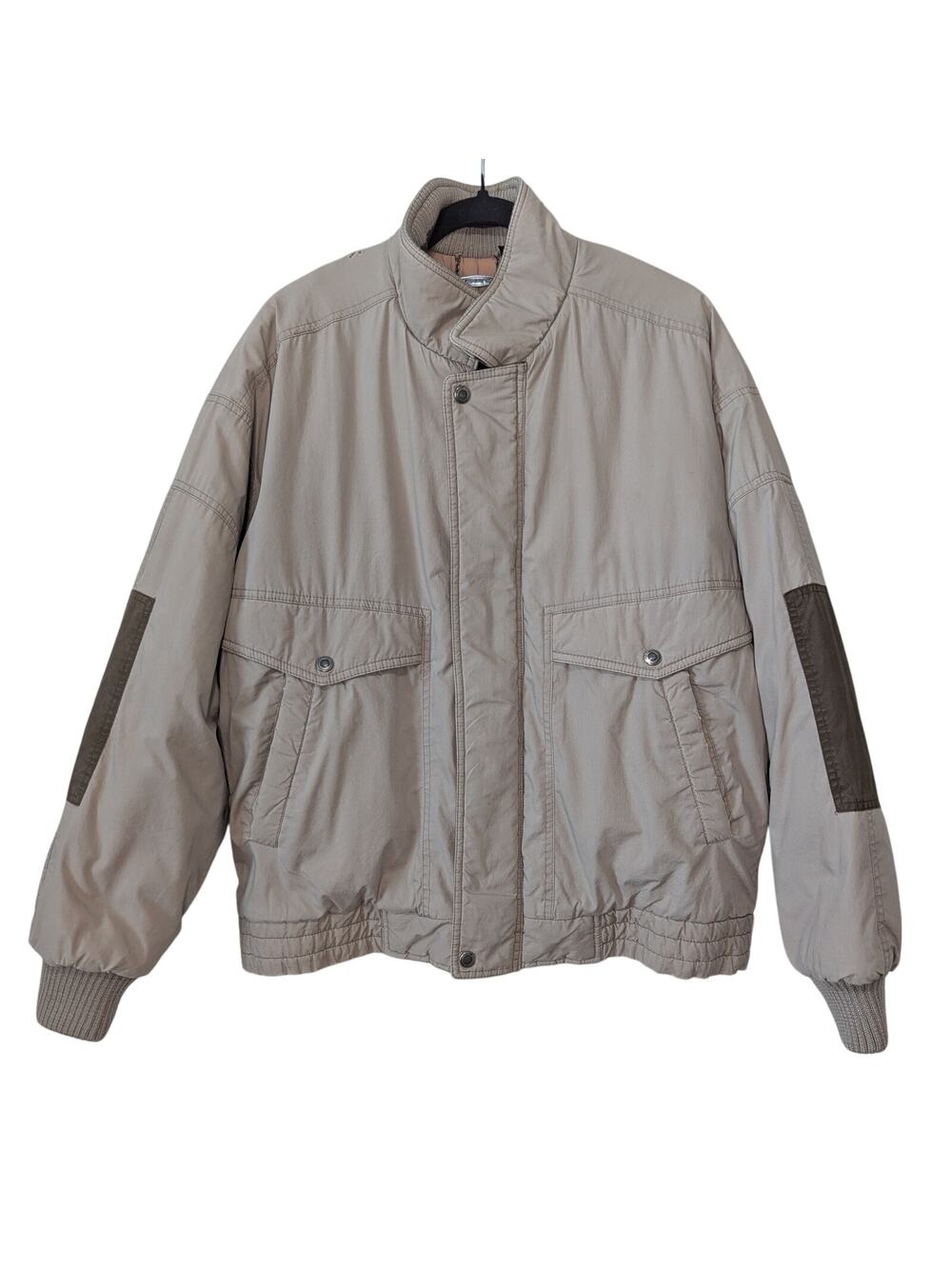 Member's Only Vintage 80s Tan Collared Full Zip Puffer Jacket Size 40 Medium